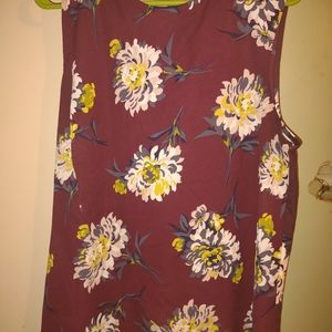 Woman's sleeveless‎ Floral Ann Taylor Blouse size XL